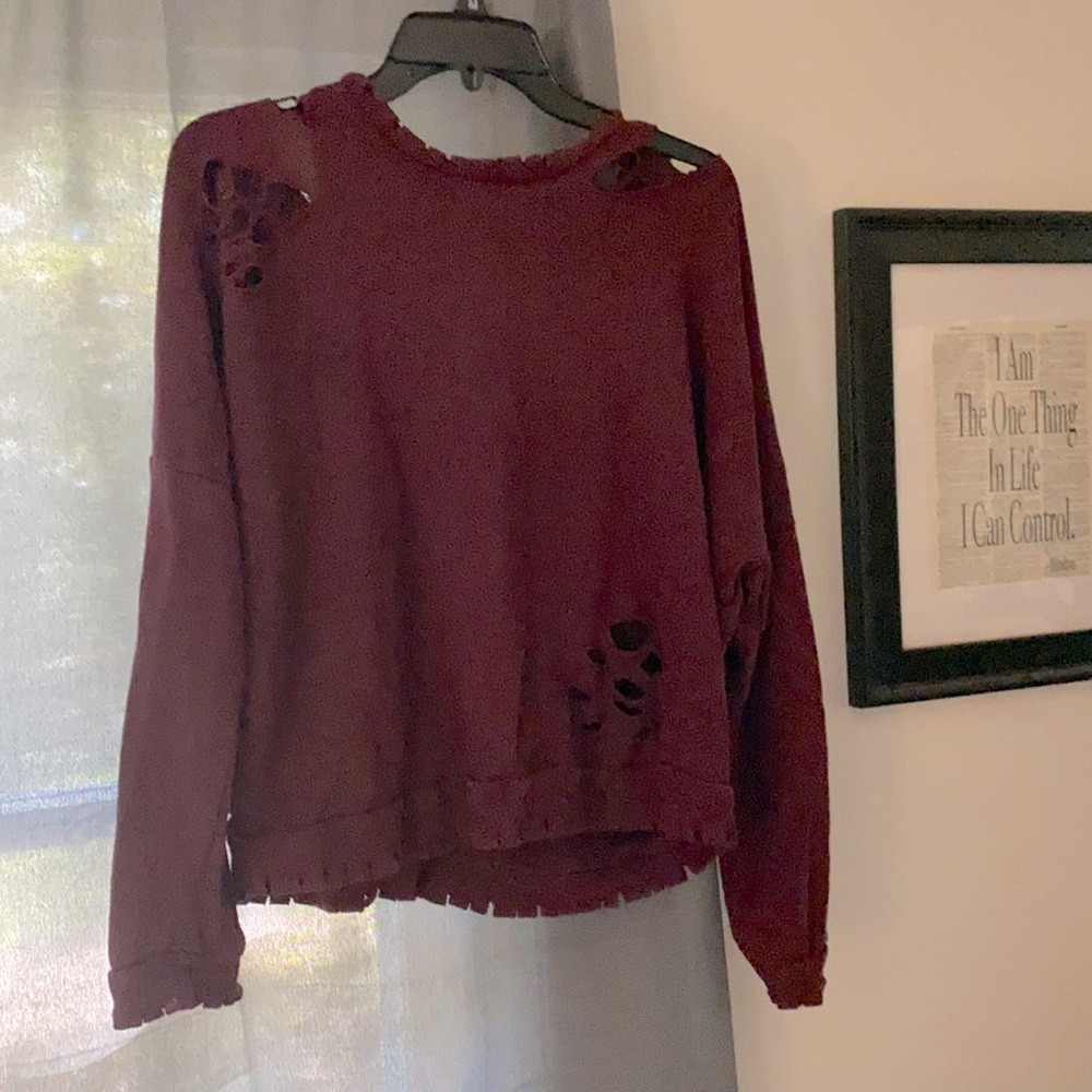Distressed cropped sweatshirt